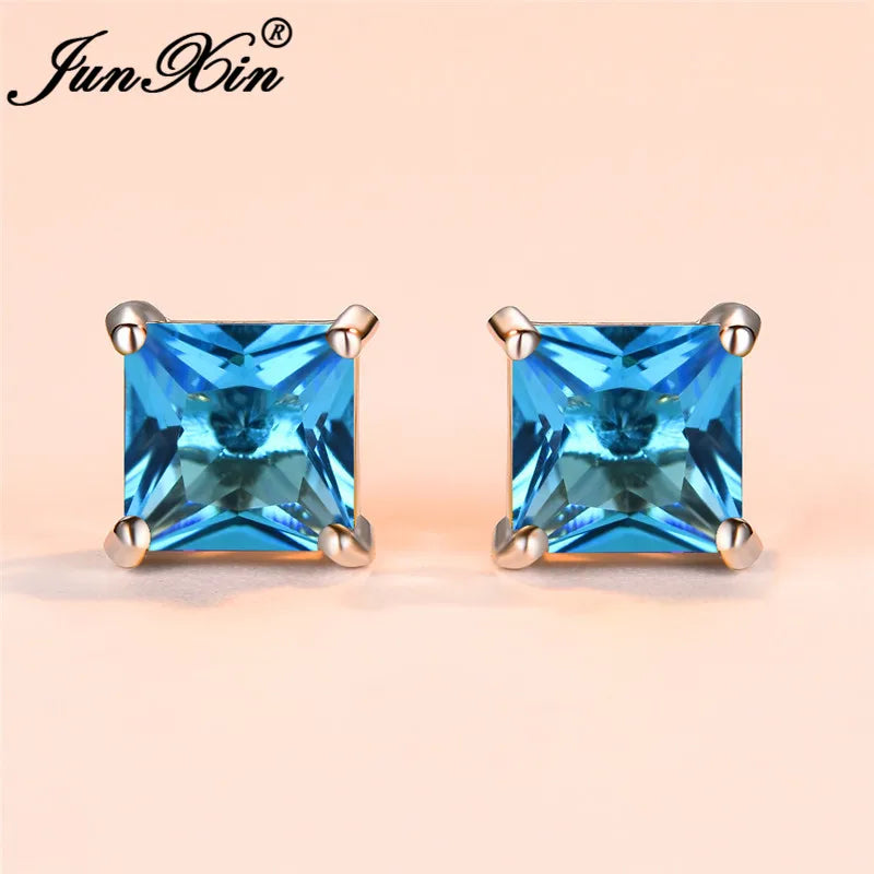 Cute Small Rainbow Crystal Earrings for Women