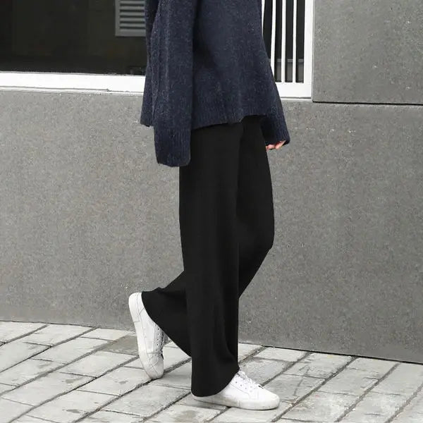 Pants Autumn And Winter Knit Sweater Wide Legs Women Wear Loose Mop Slim High Waist Straight Pants Casual Pine Tight Mm Pants