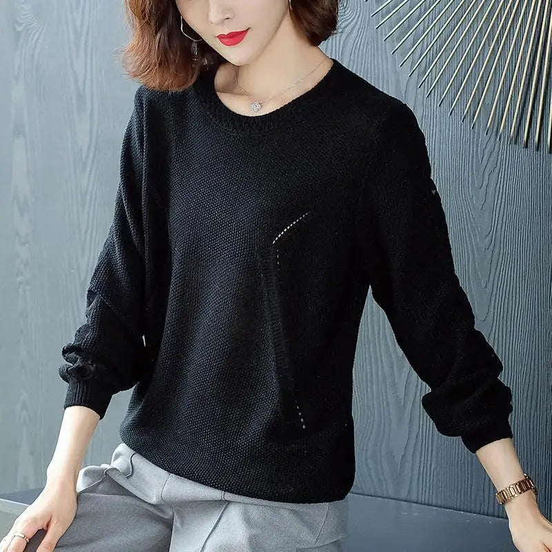 Spring Women's Lace Knitted Sweater: Floral Hollow, Loose Fit"