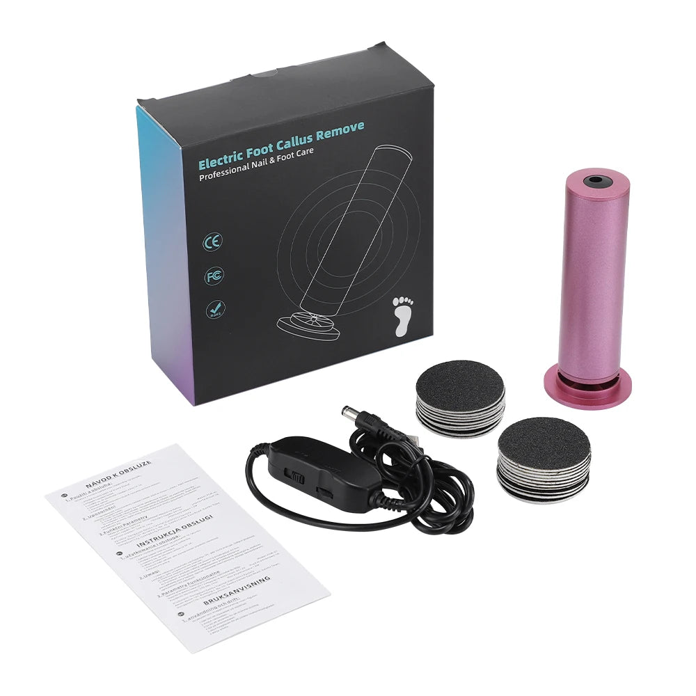 Electric Foot File – 360° Rotation USB Callus Remover with 20 Sandpaper Discs