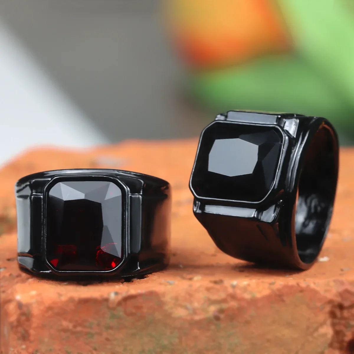 Unisex Punk Style Ring – Black & Red Enamel