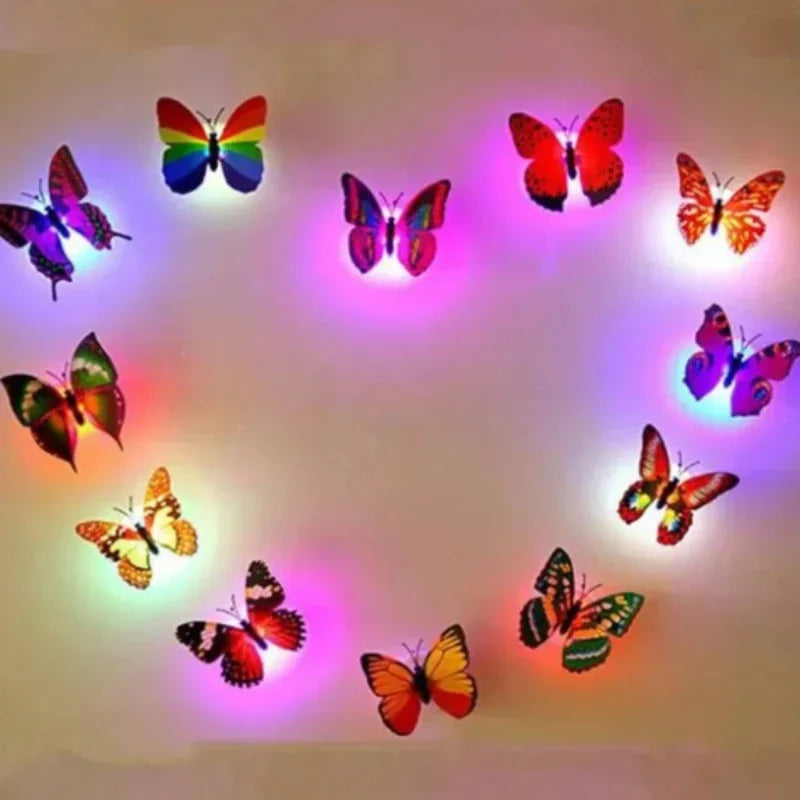 10pcs 3D LED Butterfly Night Light Stickers ,Great for Lawn and Party Decorations
