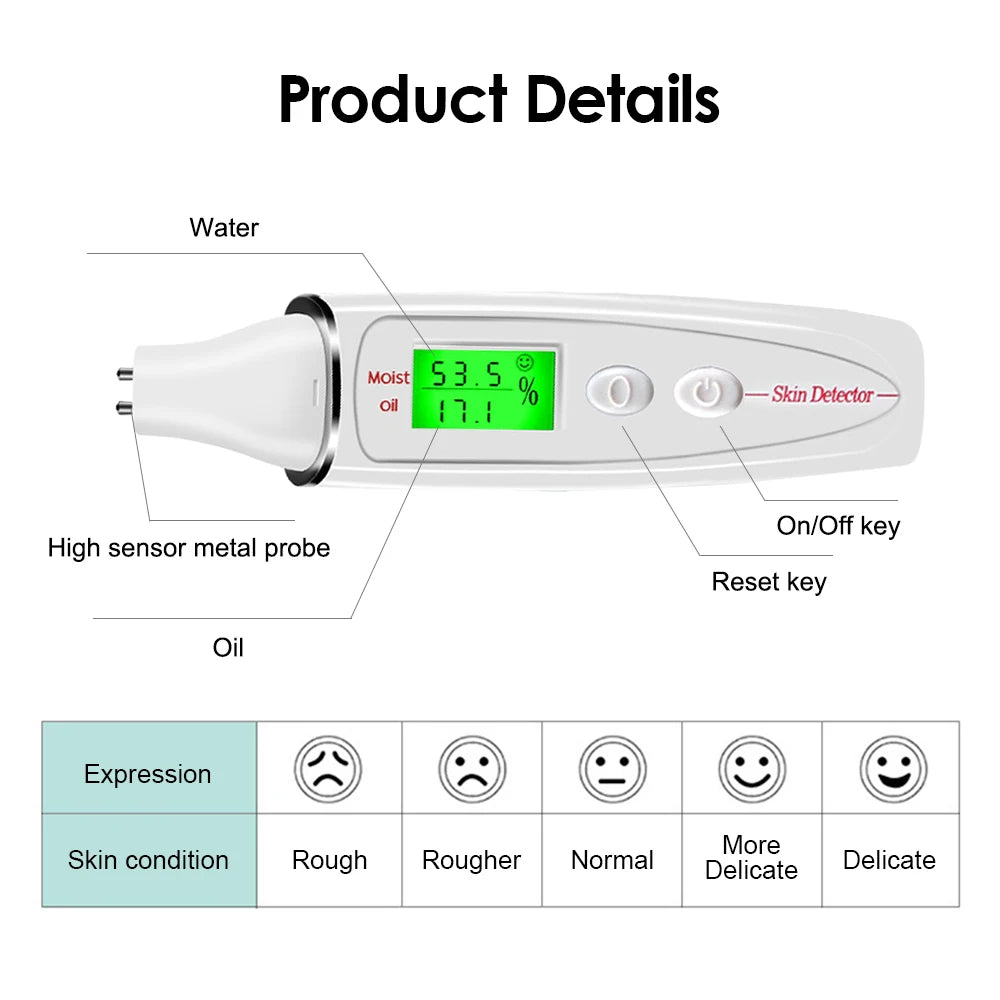 Bio Technology LCD Digital Skin Tester, Moisture & Oil Test Meter, Skin Analyzer for Face
