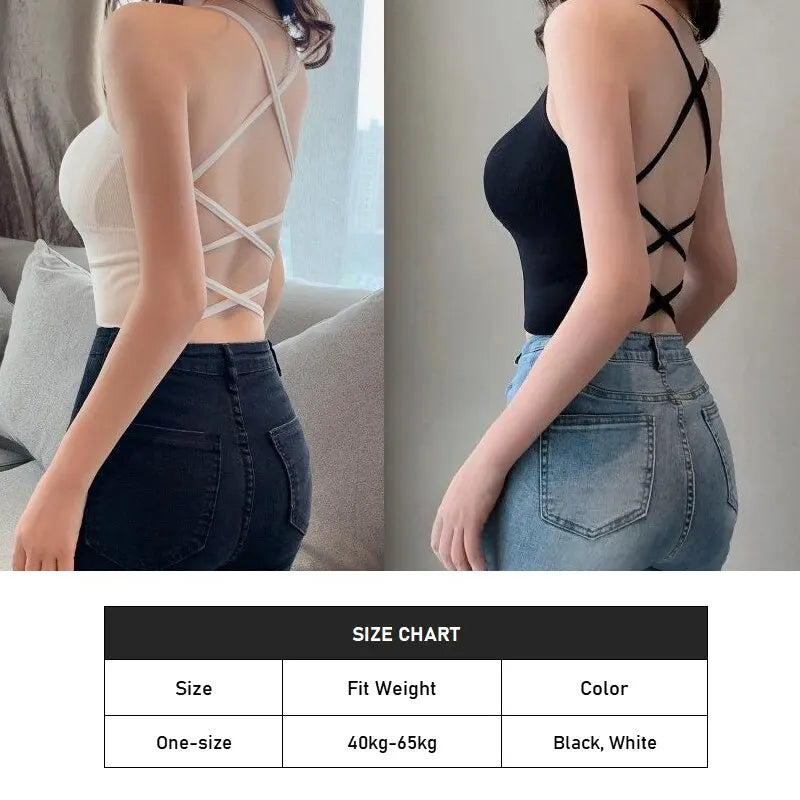 Women’s Cross Strap Push-Up Sports Bra, Yoga Gym Crop Top, Breathable Fitness Bra
