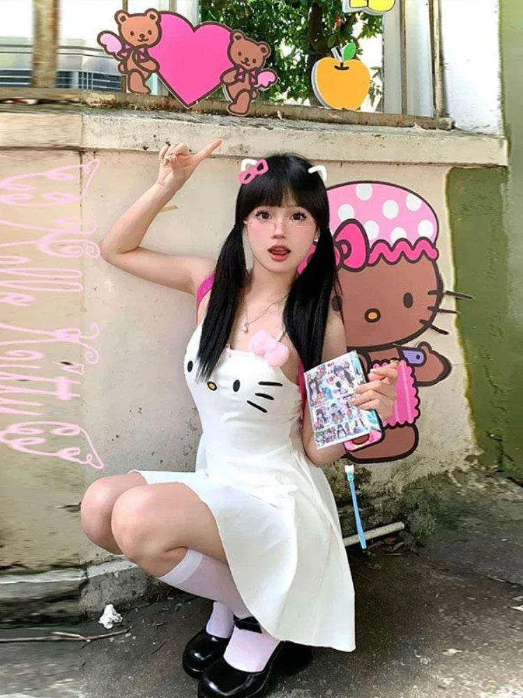 Dress Women Japanese Y2k Cat Face