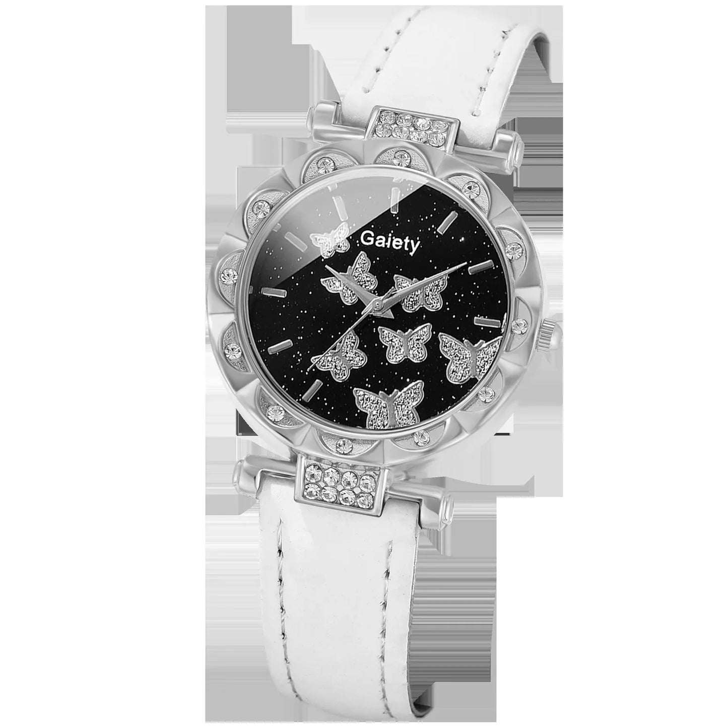 Women Watch Ring Necklace Earrings Bracelet Set Watches Butterfly