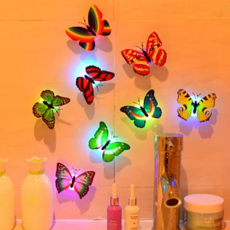 10pcs 3D LED Butterfly Night Light Stickers ,Great for Lawn and Party Decorations