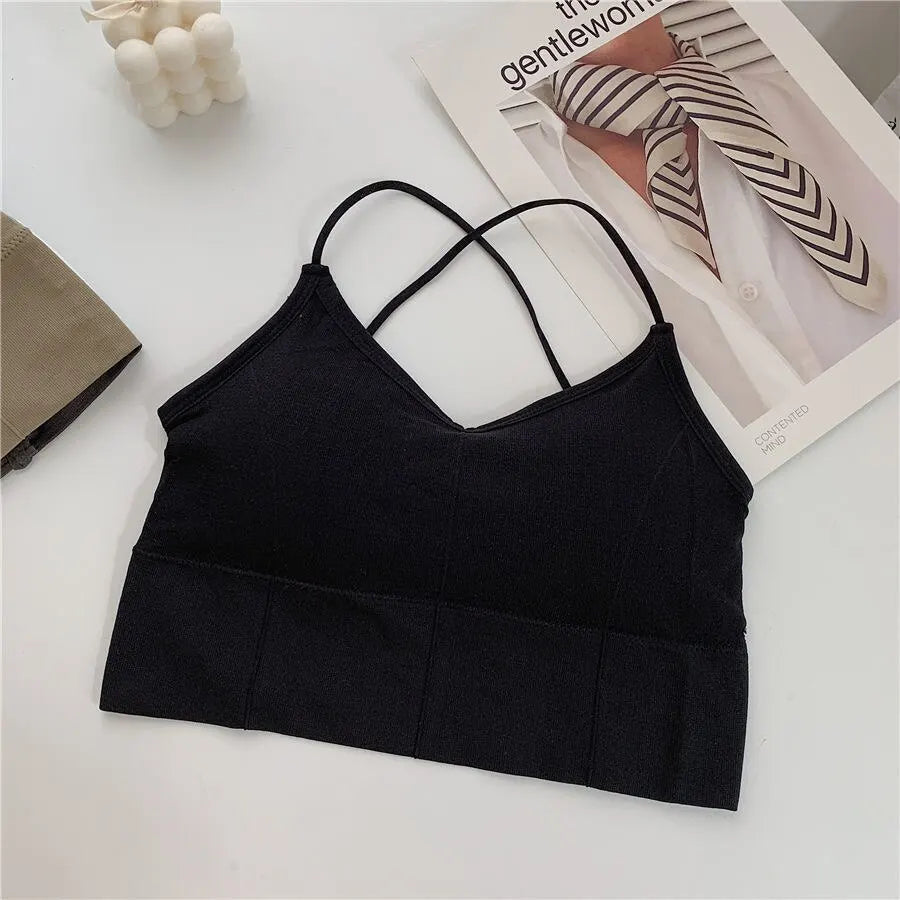 Women’s Cross Strap Push-Up Sports Bra, Yoga Gym Crop Top, Breathable Fitness Bra