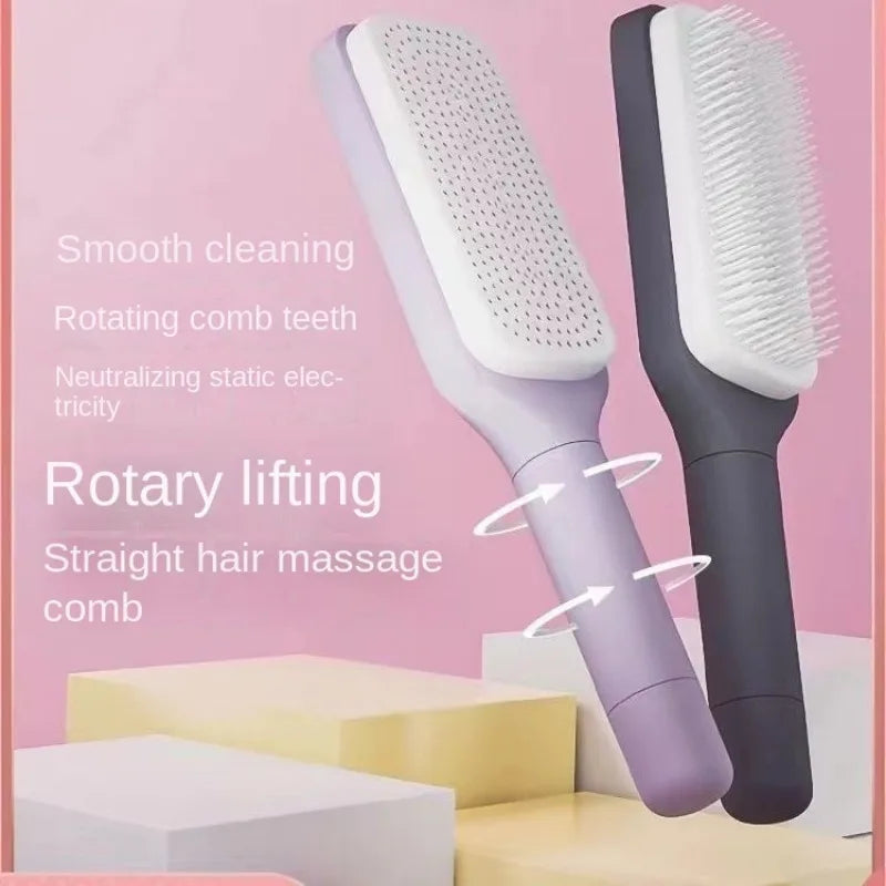 Massage Airbag Comb: Anti-static, self-cleaning hairbrush with rotating handles. Perfect for women!