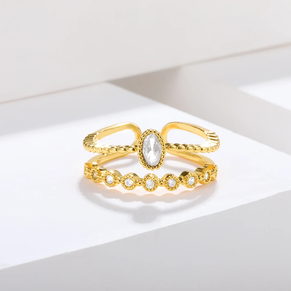 Opal Heart Rings For Women Gold Color Stainless Steel Engagement Wedding Ring Female Jewelry