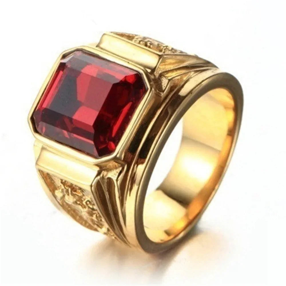 Unisex Punk Style Ring – Black & Red Enamel