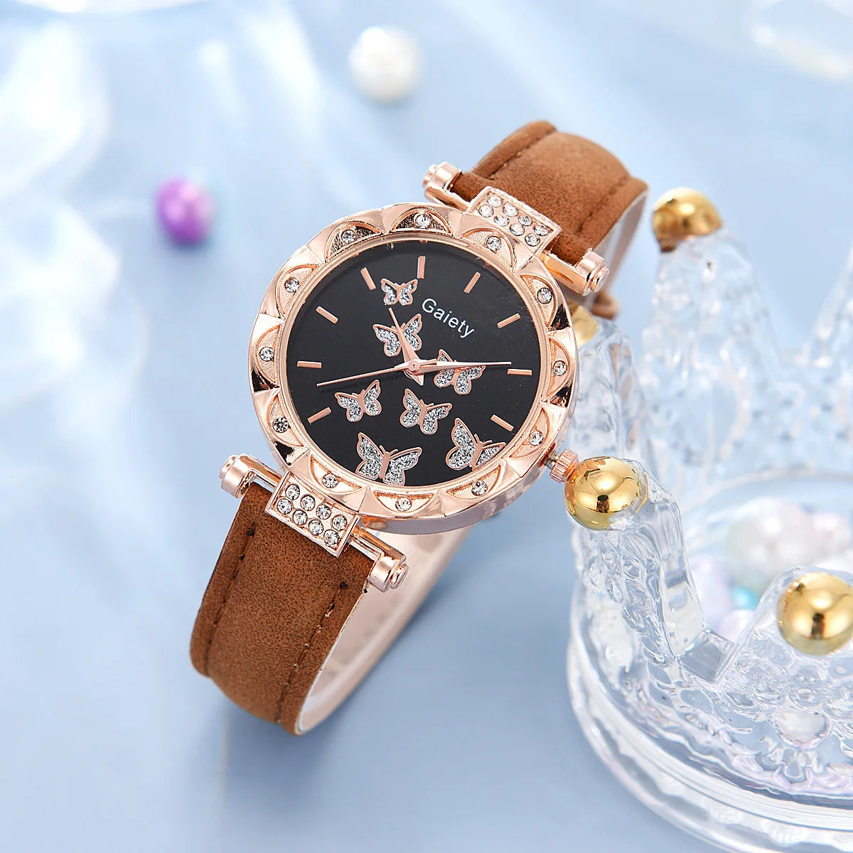 Women Watch Ring Necklace Earrings Bracelet Set Watches Butterfly