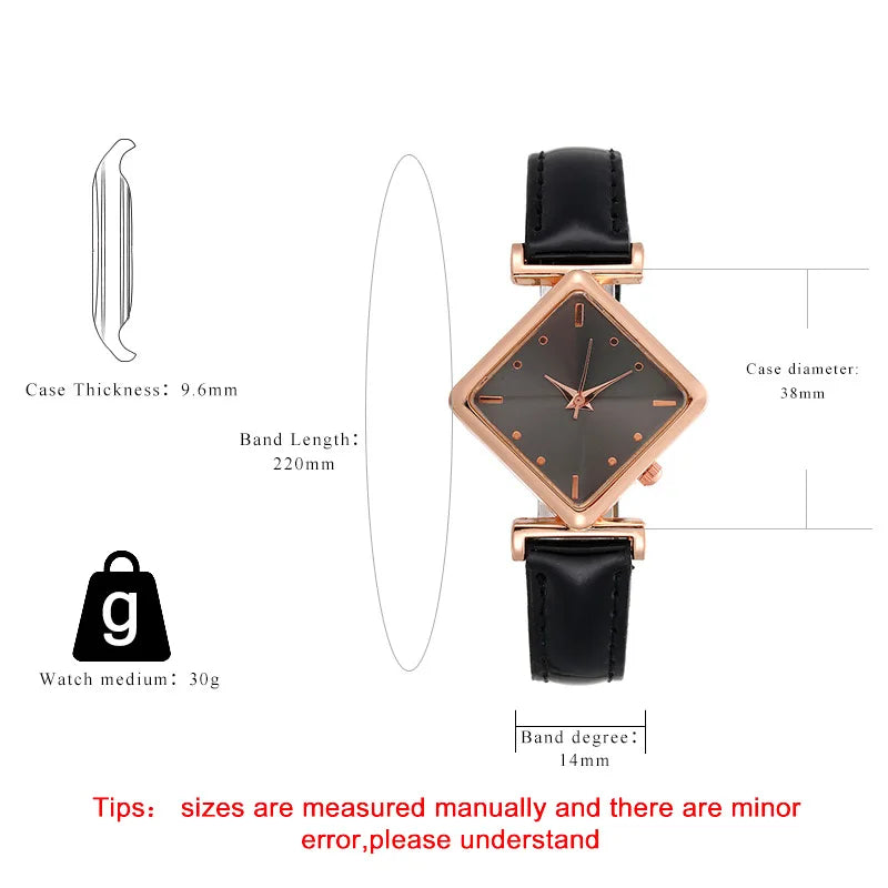 Luxury Women's Quartz Watch - Leather Strap