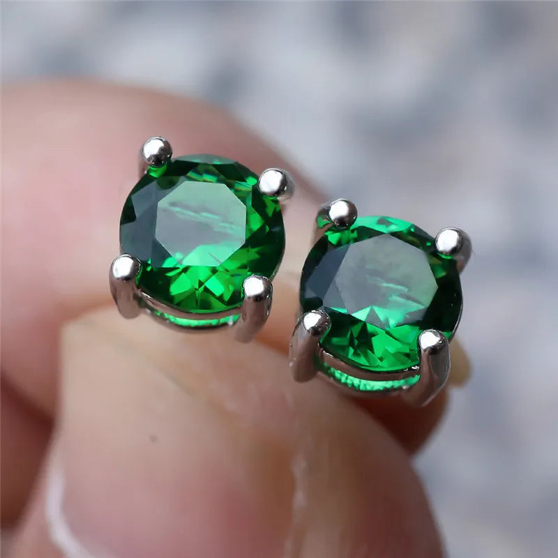 Luxury Crystal Light Blue Stone Stud Earrings for Women