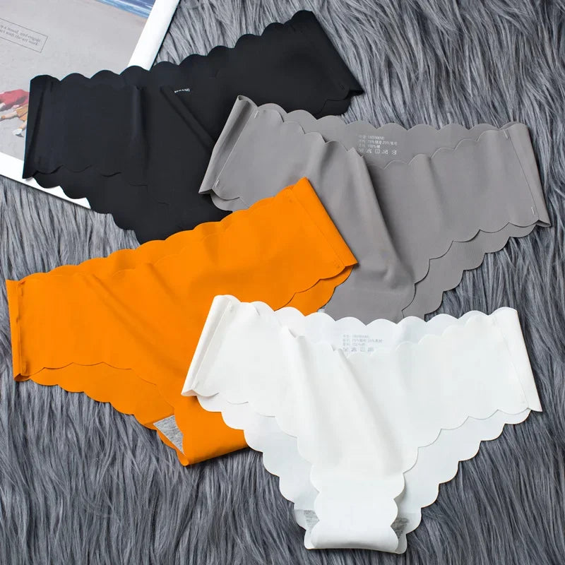 4-Piece Ice Silk Seamless Women’s Underwear with Cotton Crotch