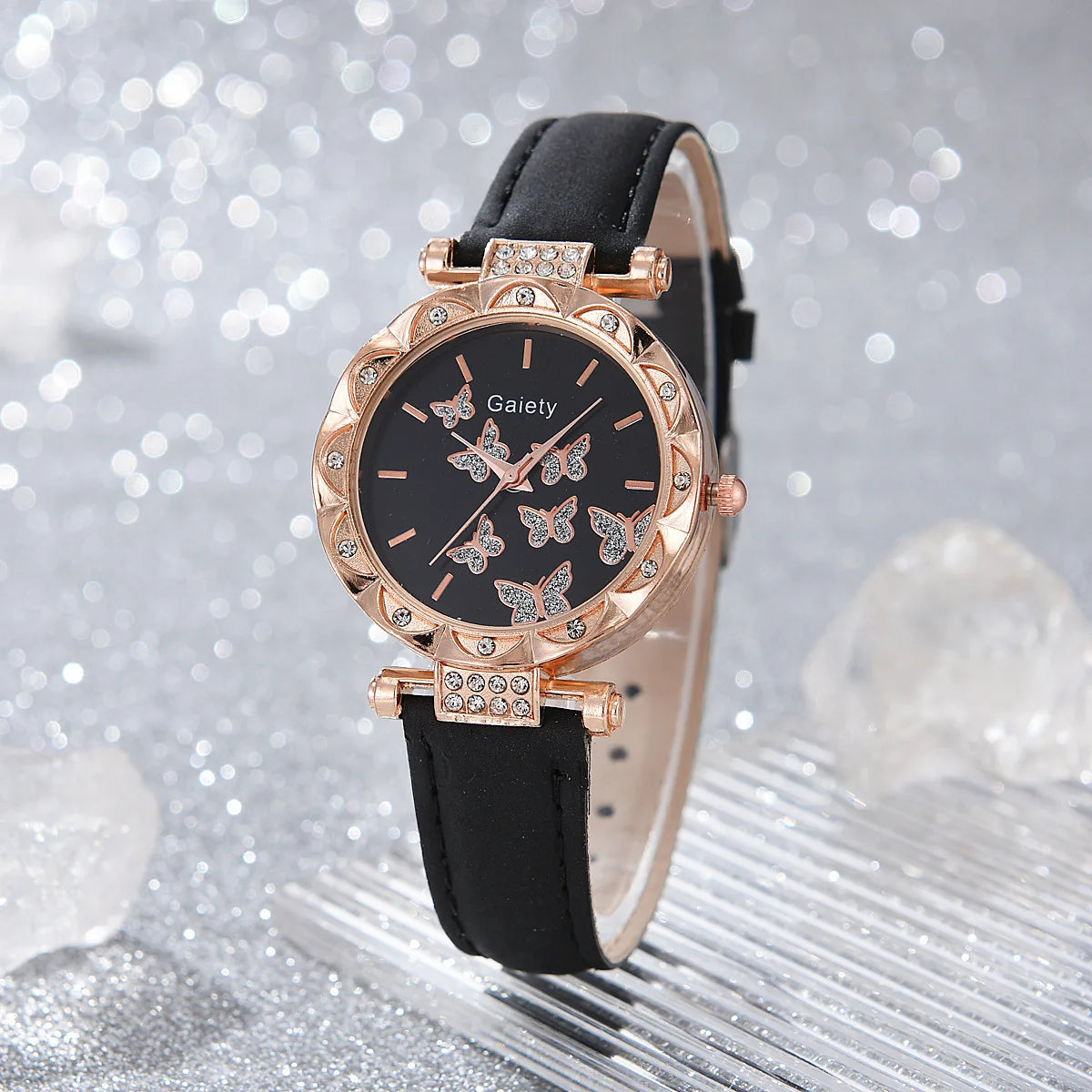 Women Watch Ring Necklace Earrings Bracelet Set Watches Butterfly