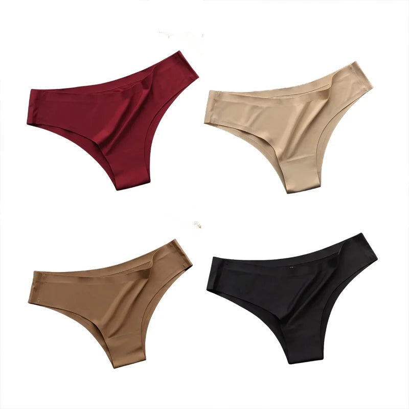 4-Piece Seamless Low-Waist Ice Silk G-String Set