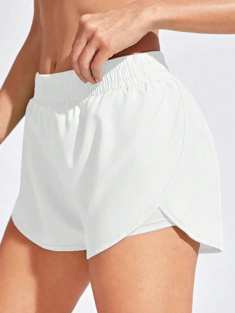 Women’s elastic yoga shorts, perfect for running, workouts, and gym sportswear.