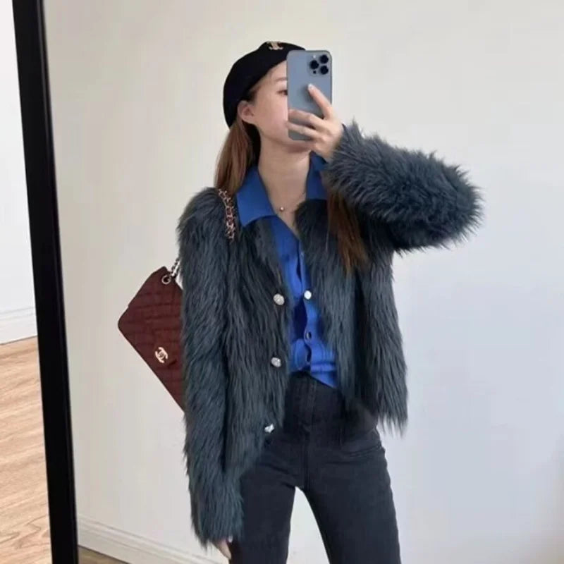 Imitation Mink Cashmere Knitted Cardigan - Women's Autumn/Winter 2025