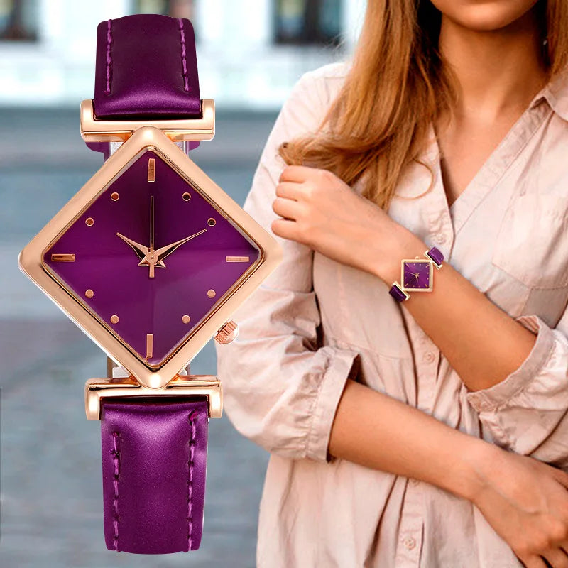 Luxury Women's Quartz Watch - Leather Strap