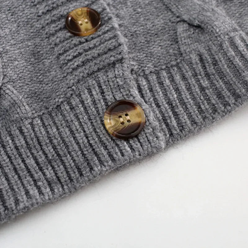 HELIAR V Neck Cropped Cardigan Women Long Sleeve Twist Knitted Sweater Coat Fall Winter Keep Warm Korean Fashion Jacket Cardigan
