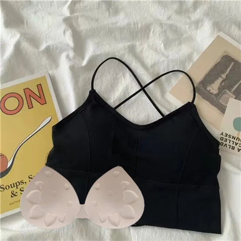 Women’s Cross Strap Push-Up Sports Bra, Yoga Gym Crop Top, Breathable Fitness Bra