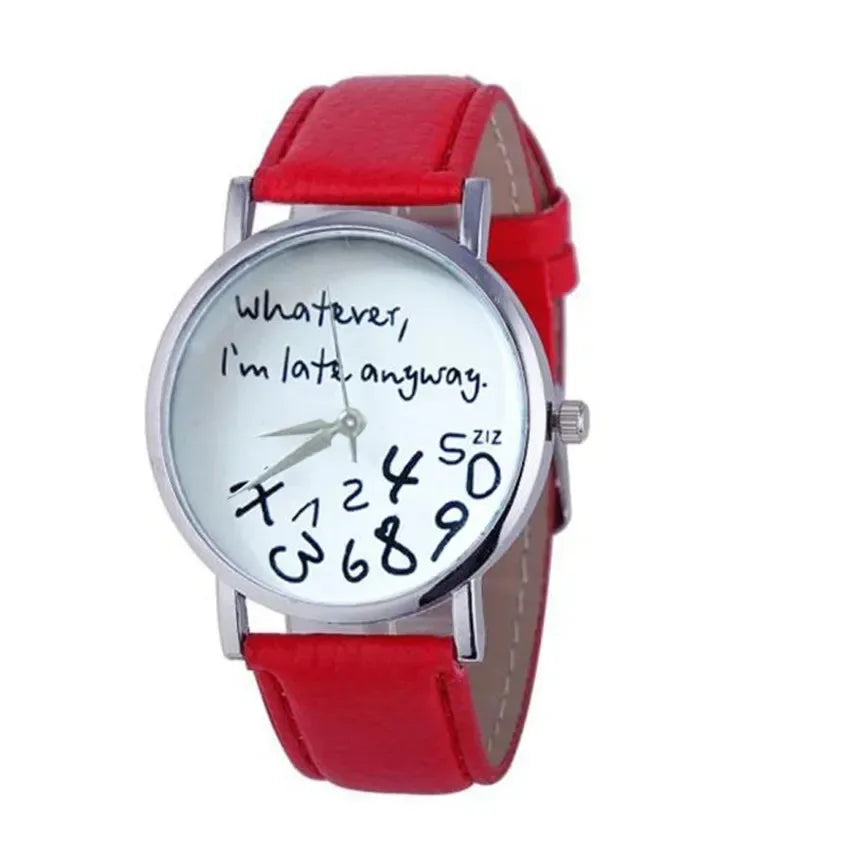 Funny Quote Watch for Women – Leather Strap Big Dial Quartz