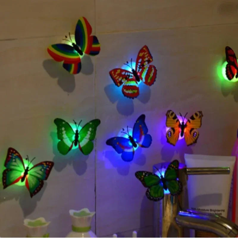10pcs 3D LED Butterfly Night Light Stickers ,Great for Lawn and Party Decorations