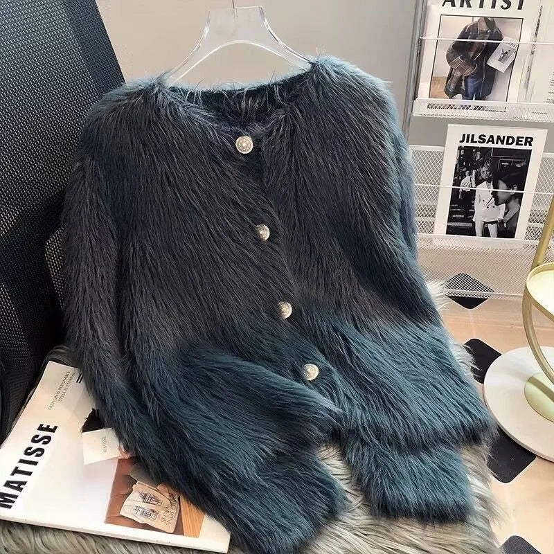 Imitation Mink Cashmere Knitted Cardigan - Women's Autumn/Winter 2025