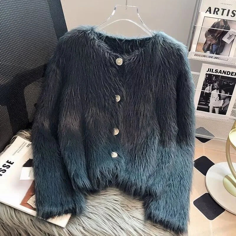 Imitation Mink Cashmere Knitted Cardigan - Women's Autumn/Winter 2025