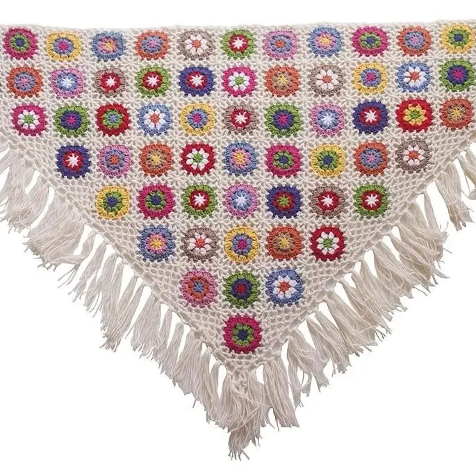 Handmade Retro Mori Girl Knit Tassel Triangle Scarf Shawl