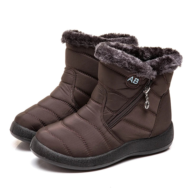 Comfortable waterproof winter boots for women with soft fur and zipper design. Perfect for snowy days.