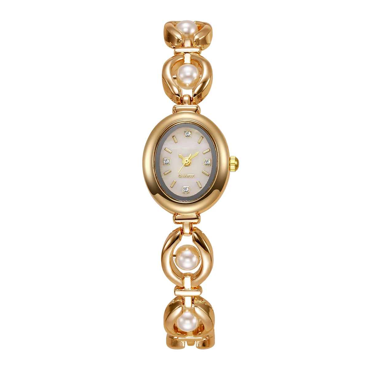 Elegant Pearl Bracelet Women's Diamond Quartz Watch – Fashion Ladies Wristwatch
