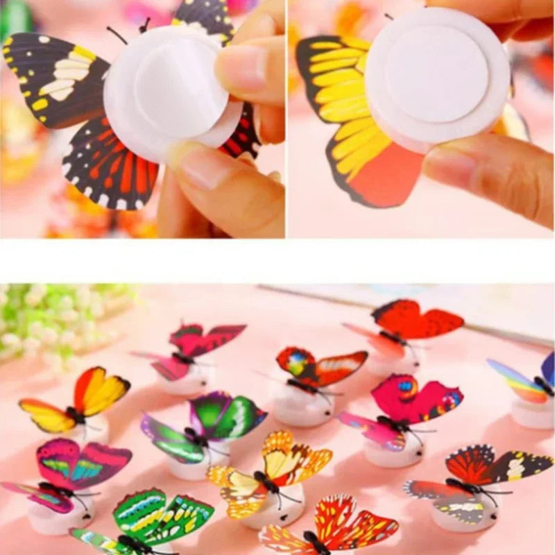 10pcs 3D LED Butterfly Night Light Stickers ,Great for Lawn and Party Decorations
