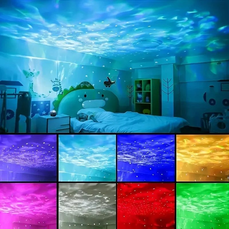 *LED Starry Galaxy Ocean Wave Projector - RGB Smart Remote Control Lamp for Home Decor