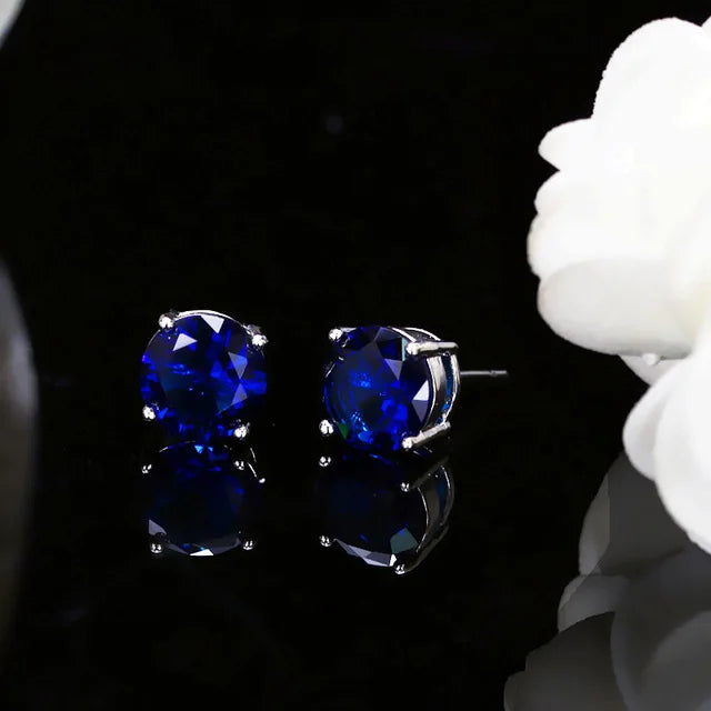Cute Crystal Round Stone Double Earrings for Women,