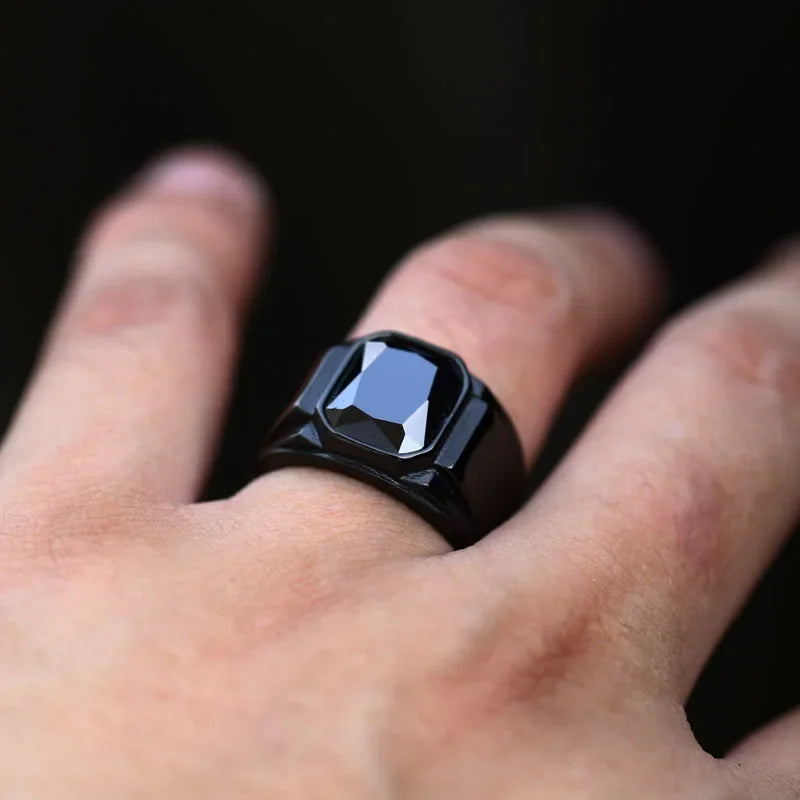 Unisex Punk Style Ring – Black & Red Enamel