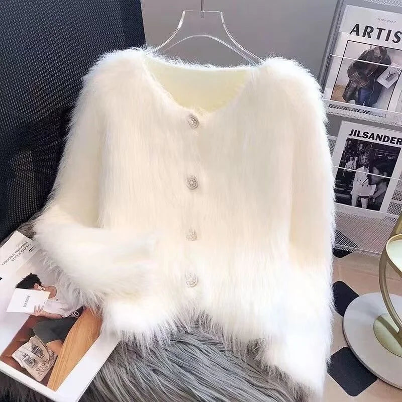 Imitation Mink Cashmere Knitted Cardigan - Women's Autumn/Winter 2025