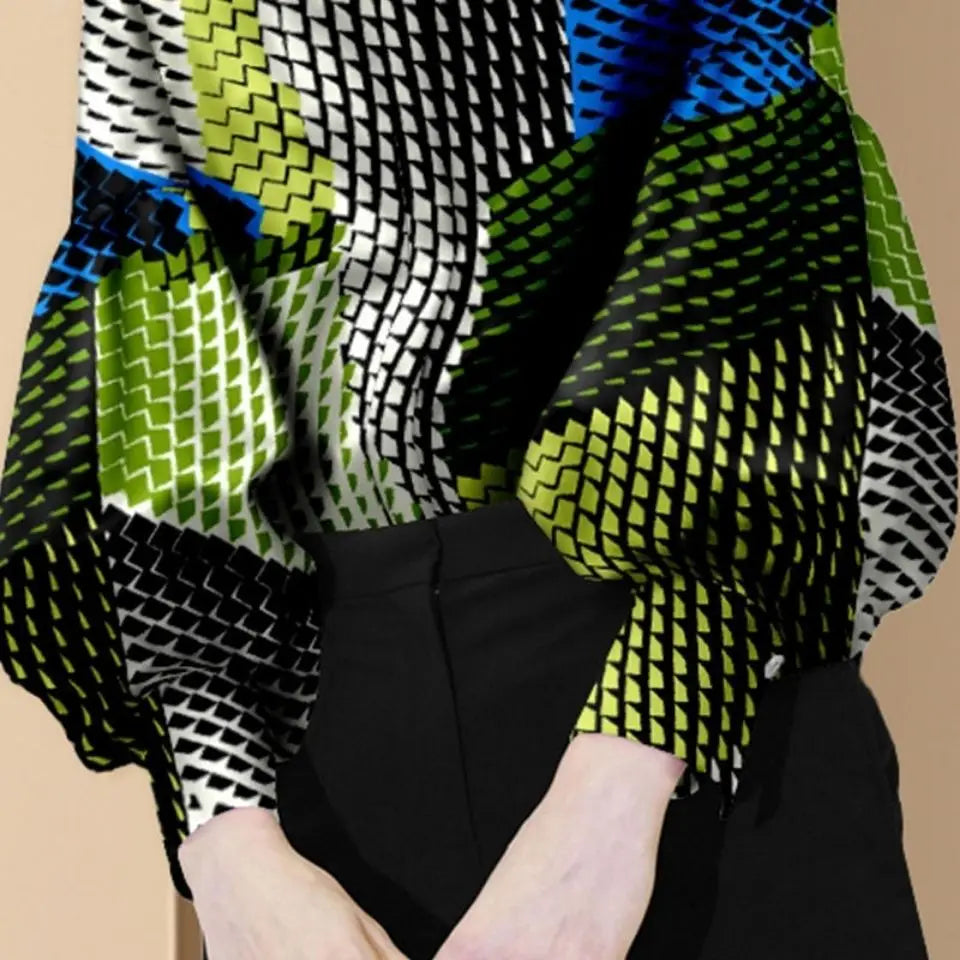 Europe and the United States age-age popular fashion lantern sleeve shirt women's design small shirt 2023 spring new blouse top