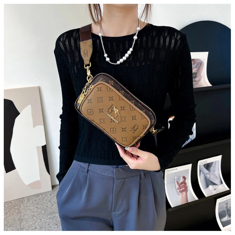Fashion Women’s Leather Crossbody Bag - Luxury Shoulder Chest Square Bag
