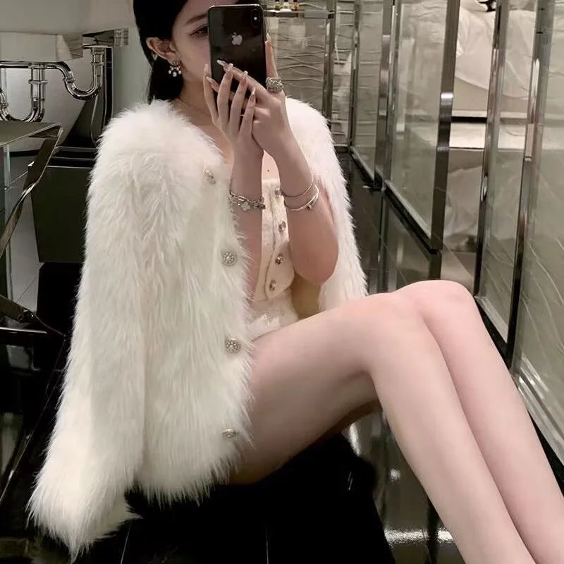 Imitation Mink Cashmere Knitted Cardigan - Women's Autumn/Winter 2025