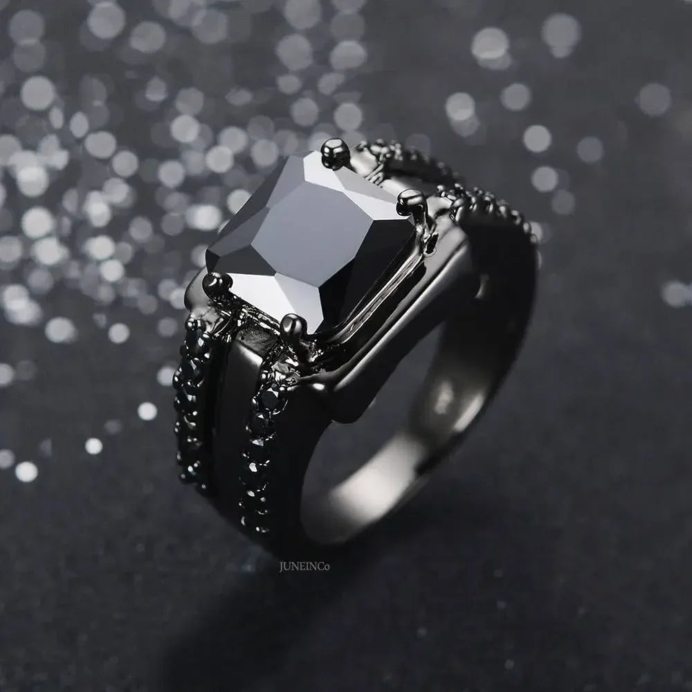 Unisex Punk Style Ring – Black & Red Enamel
