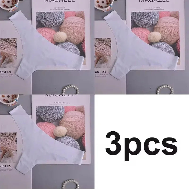 3PCS seamless low-waist panties, ice silk, breathable, quick-drying, with cotton crotch. Ideal for sports