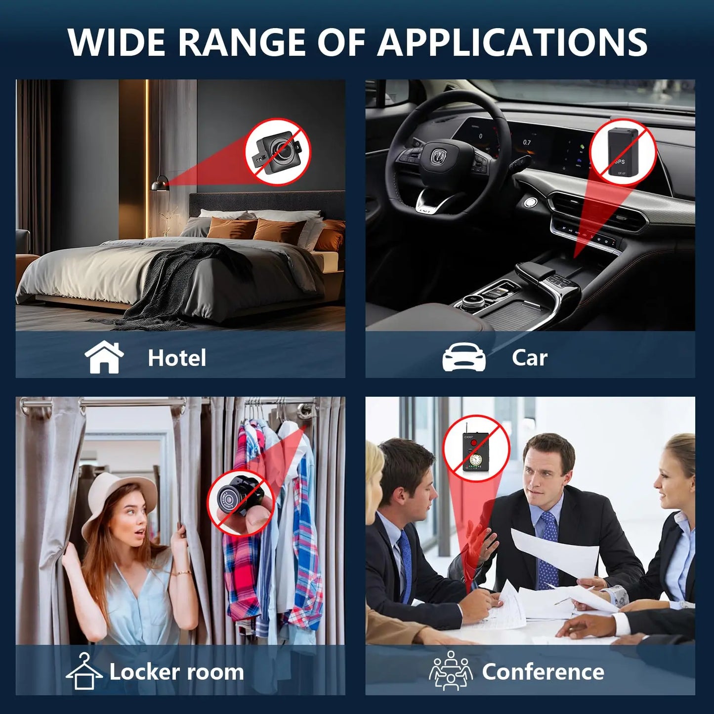 6-in-1 Anti-Spy Camera & GPS Tracker Detector | RF Signal & Bug Scanner for Travel & Hotels