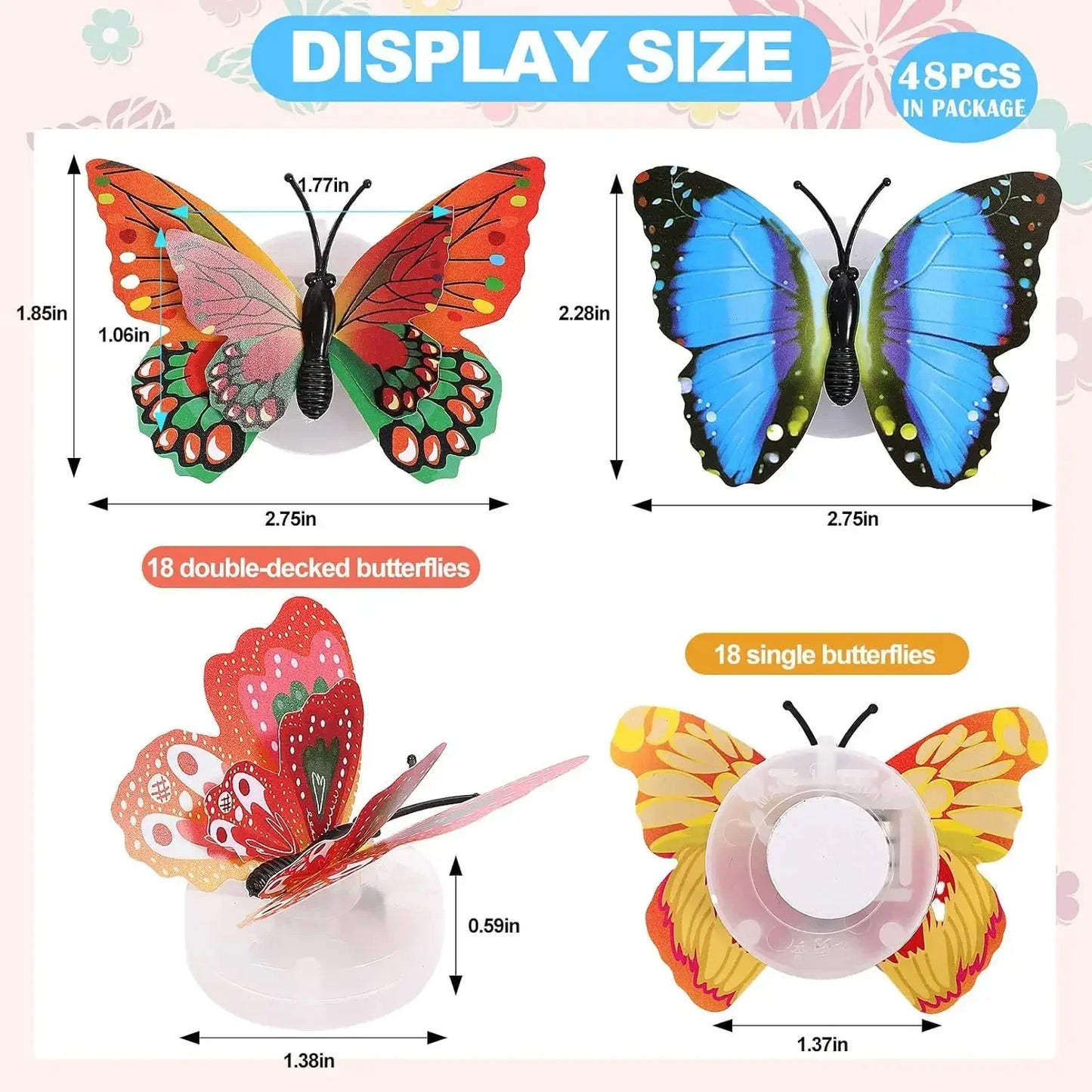 10pcs 3D LED Butterfly Night Light Stickers ,Great for Lawn and Party Decorations