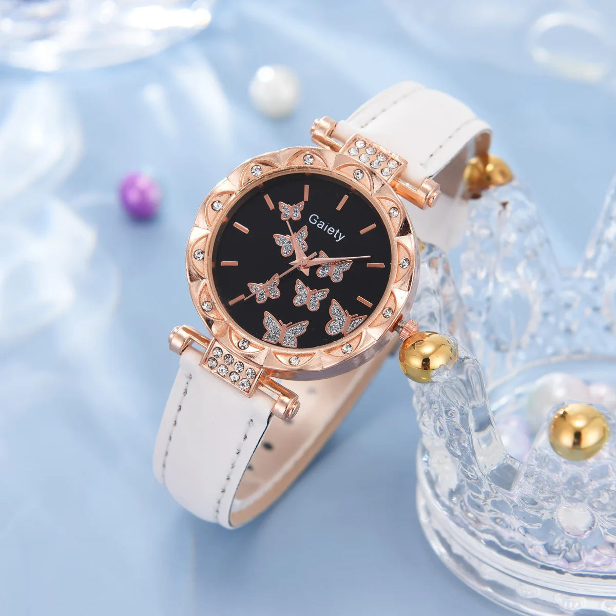 Women Watch Ring Necklace Earrings Bracelet Set Watches Butterfly