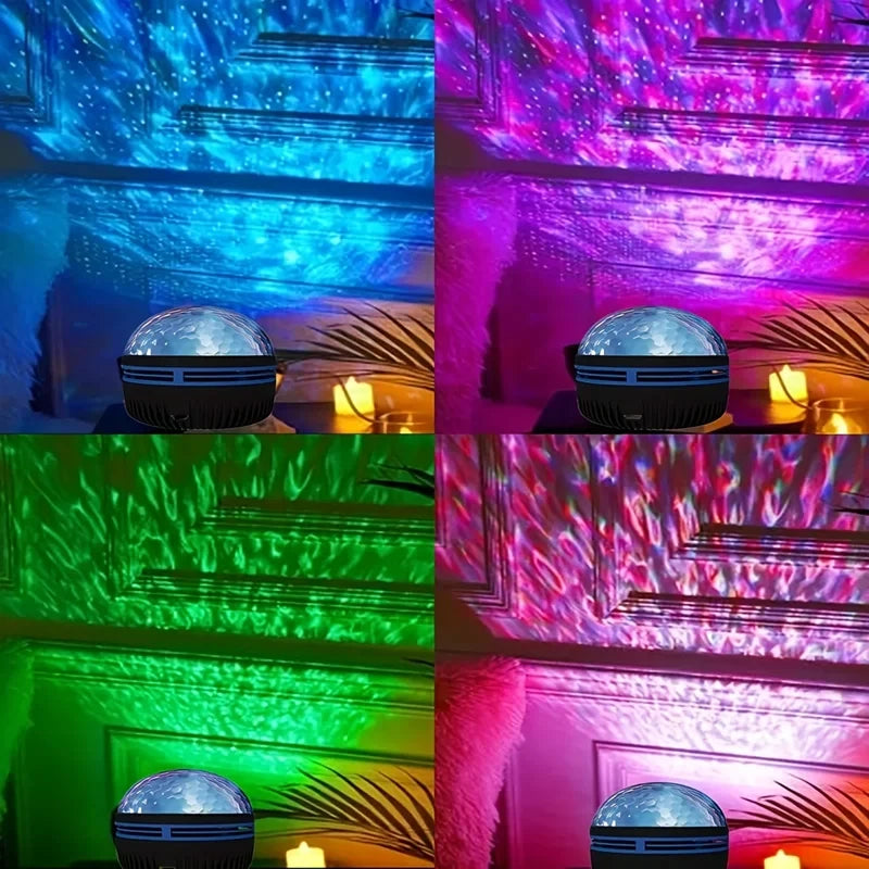 *LED Starry Galaxy Ocean Wave Projector - RGB Smart Remote Control Lamp for Home Decor