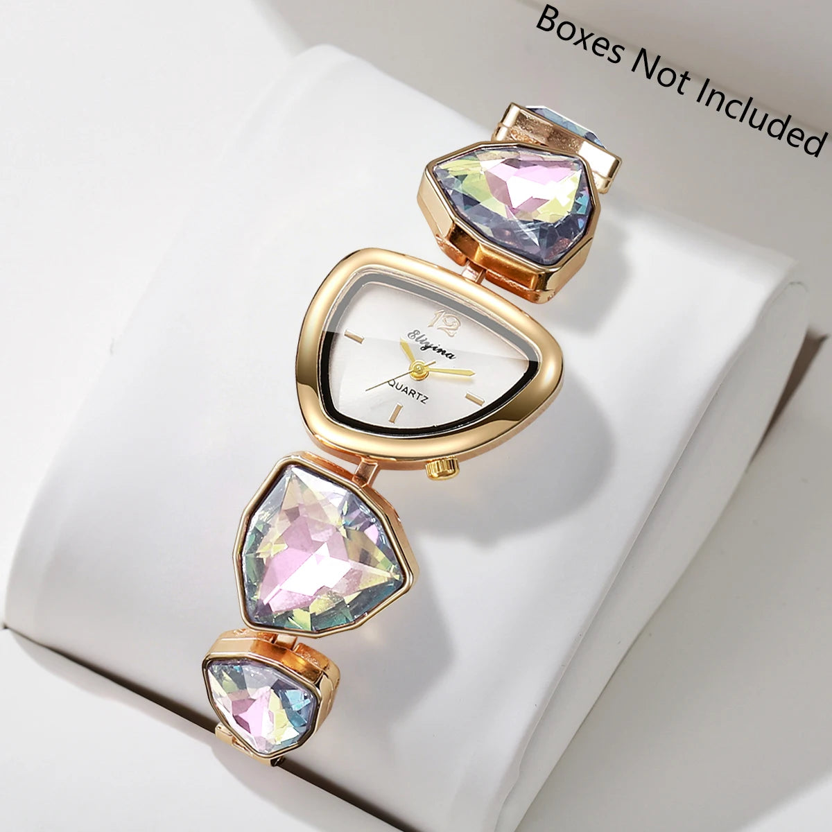 Elegant Rhinestone Bracelet Women's Quartz Watch – Irregular Dial Fashion Wristwatch