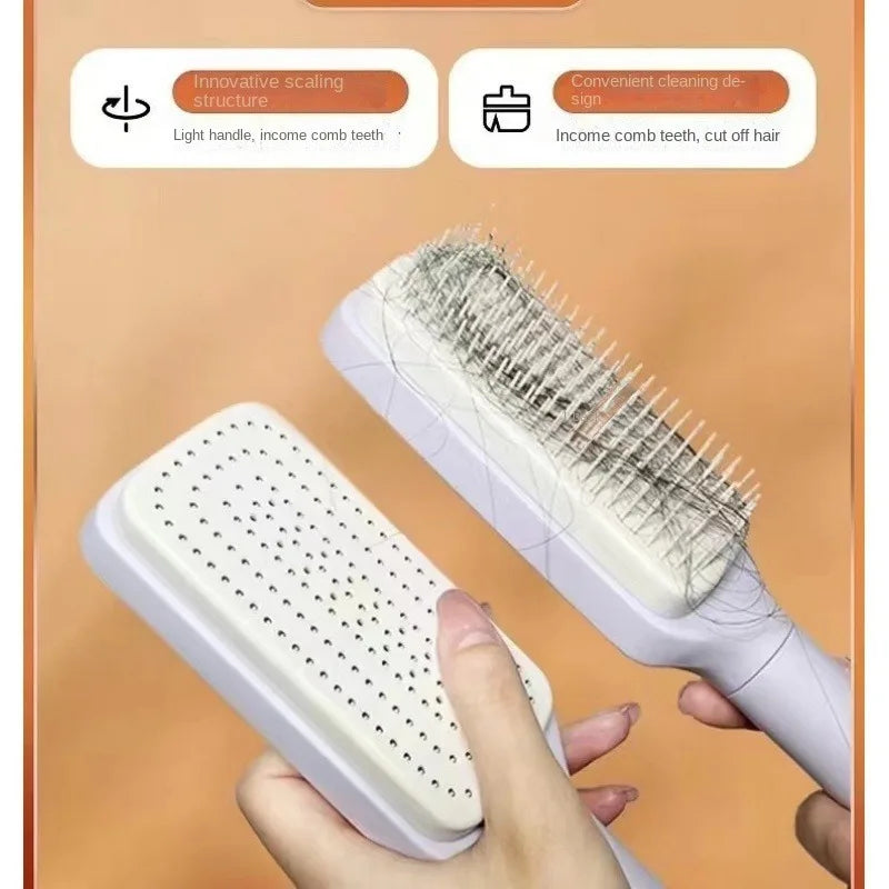 Massage Airbag Comb: Anti-static, self-cleaning hairbrush with rotating handles. Perfect for women!