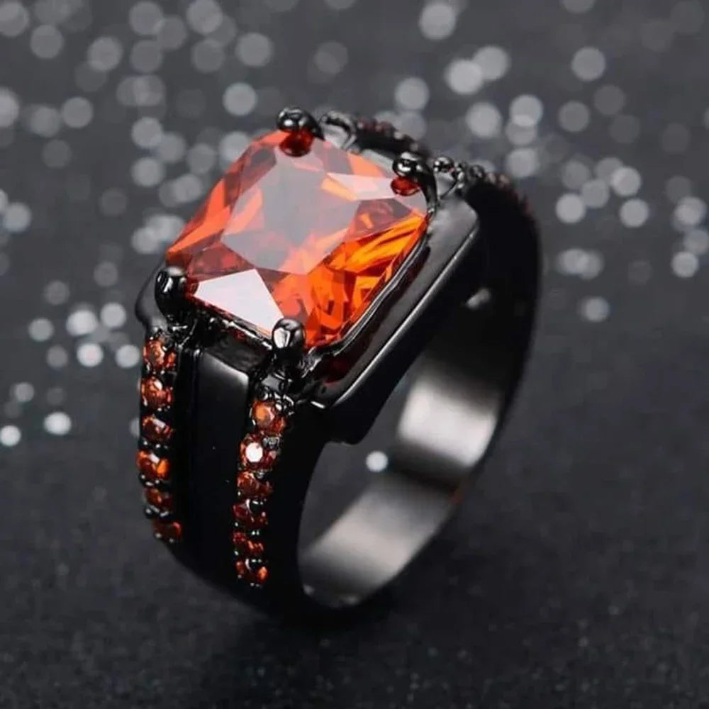 Unisex Punk Style Ring – Black & Red Enamel